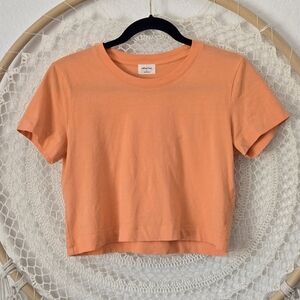 Wilfred Free Aritzia Weekend Cropped T-Shirt in Orange Size Small